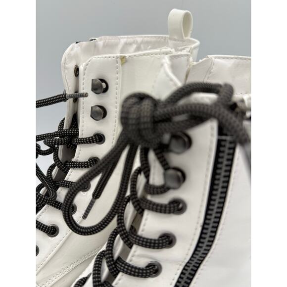 Forever 21 White Chunky Lace Up Boots - Picture 5 of 9